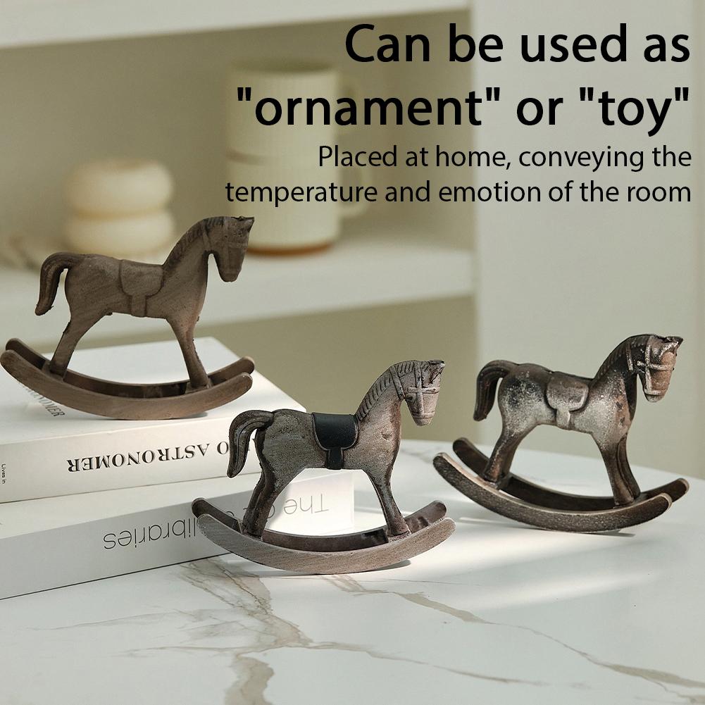 Nordic Retro Wooden Rocking Horse Ornament Desk Decor Balance Art Adornment Miniature Rocking Horse Christmas Decor Kids Gift