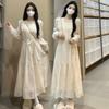 French Gentle Wind Lace Ruffle Leaf Edge Dress for Women, Early Autumn Temperament, Beautiful Inside, Small Princess Long Dress for Women