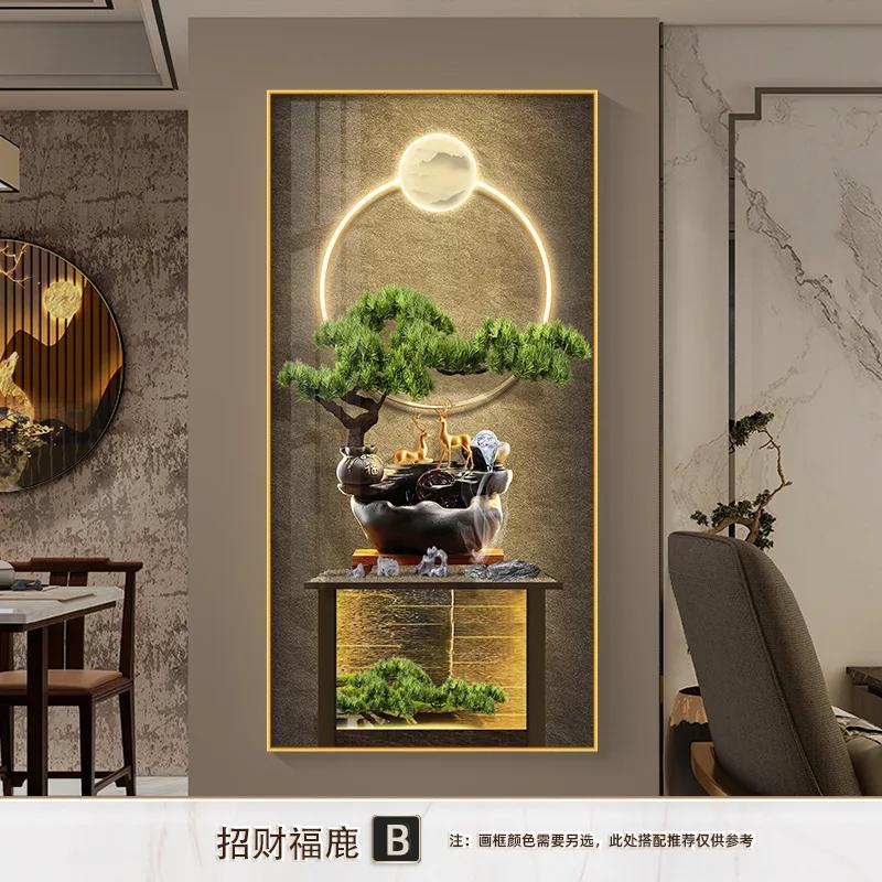 Home Decor Premium Entryway Framed Decorative Crystalline Painting Living Room Decoration LED Lights Illuminated Wall Art