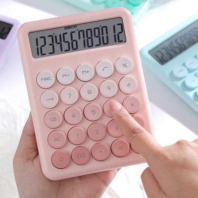Desktop Calculator 12 Digit Large LCD Display Big Round Button Cute Gradient Colored Calculator Suitable for Office