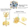 ALITREE 1ct D Color Moissanite Earrings 925 Sterling Sliver Plated Gold Diamond Ear Studs with GRA Certificate for Women Jewelry