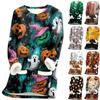 Women's Long Sleeve Pullover Fleece Lined Sweatshirt Cozy Thick Warm Lamb Wool Autumn Winter Top Halloween Print