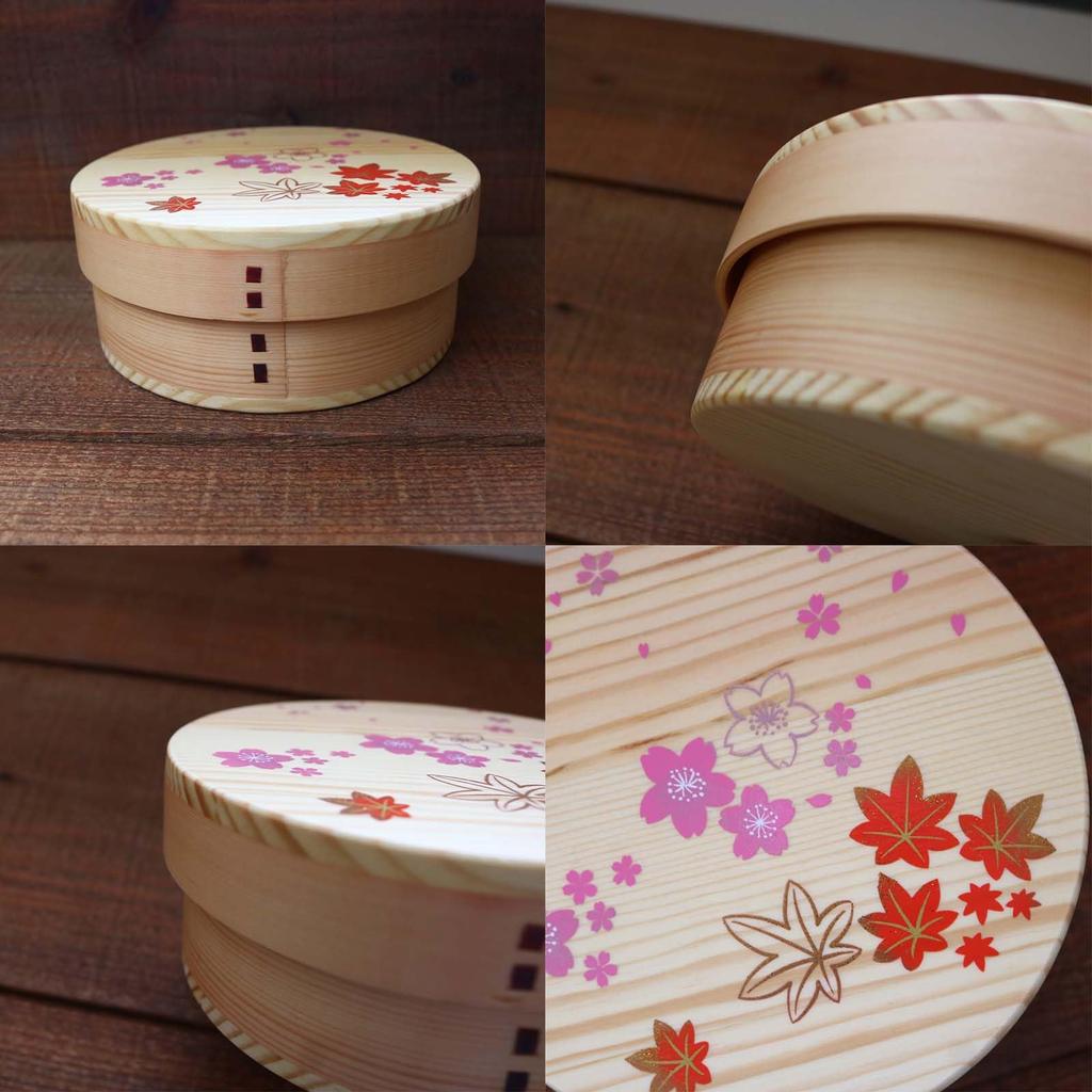 Wakacho Bento Magewappa Bento x Box, Box, Spring/Autumn, Round, 650ml, Approx. 14.5 6cm, Natural, 21W-ASJ