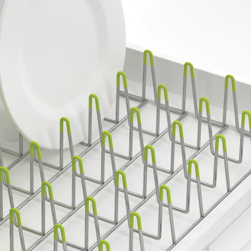 Joseph Joseph Extend Telescopic Drainer Drying Rack for Sinks with Removable Cutlery Holder and Swivel Drainer Spout Off 85071 - - White/Green