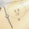 Women's Simple Fashion Diamond Point Dial Pearl Steel Band Quartz Watch + Love Heart Jewel Bracelet Set 5pcs/set