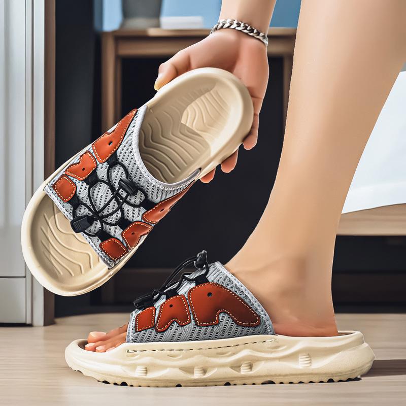 

Наступая на дерьмовые тапочки, нескользящие и дезодорирующие, мужские, однословные, с воздушной подушкой, модный бренд Air, летние уличные сандалии на толстой подошве для пляжа 44 серый