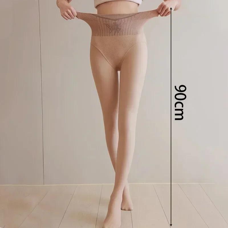 Fashion Printing Thicken Warm Tights Women Winter High Waist Thermal Stockings Leggings Sexy Translucent Fleece Velvet Pantyhose