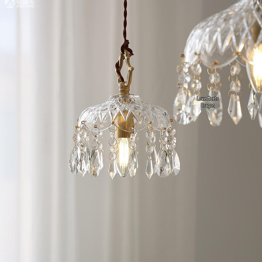 American Retro Crystal Chandelier for Hallway, Bedside, Balcony, and Cloakroom.