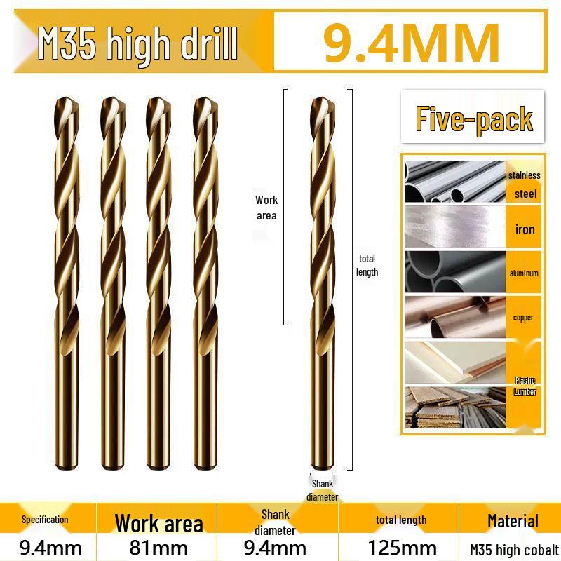 Burghiu elicoidal M35 Cobalt pentru tablă metalică din oțel inoxidabil de înaltă duritate.