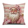 New Christmas Pillow Case Pink Snowman Print Combination Pillow Linen Stain-resistant Living Room Sofa Pillow