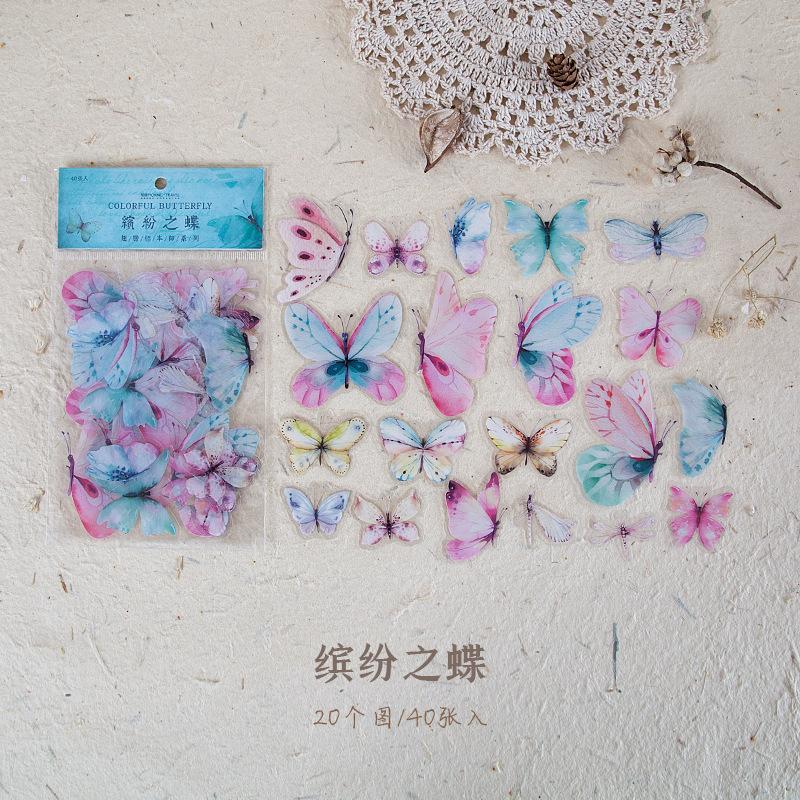 40 pcs Insect wing specimen pattern PET sticker hand tent material decorative background paper DIY Junk Journal Supplies