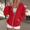 Women's  Fashion Zipper Hoodie Long Sleeve Hooded Pullover Sweatshirt Casual Solid Color Tops With Pockets