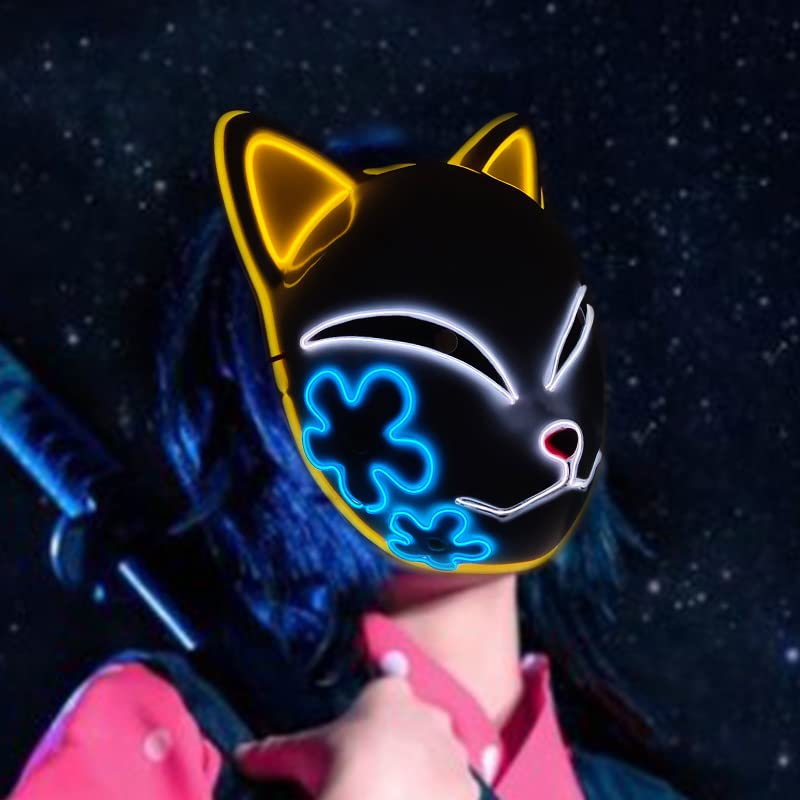 Mask Cosplay Mask Demon Slayer Mask Luminous Mask Luminous Mask Fox Mask Event Festival Costume Cosplay [Abuqino] (True Fox)