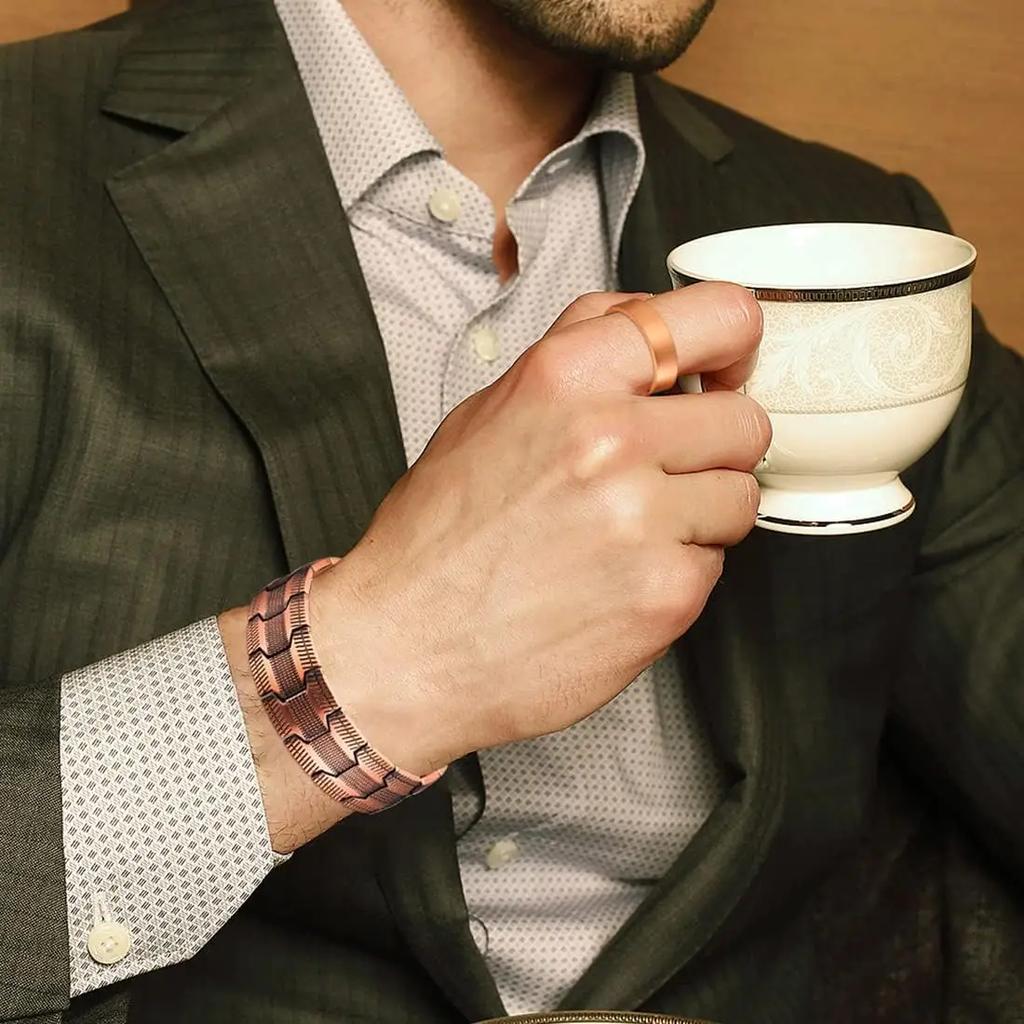Reines Kupferarmband für Herren Magnetische Vintage-Armbänder Armband Verstellbarer Schmuck Geschenk mit Größenwerkzeug