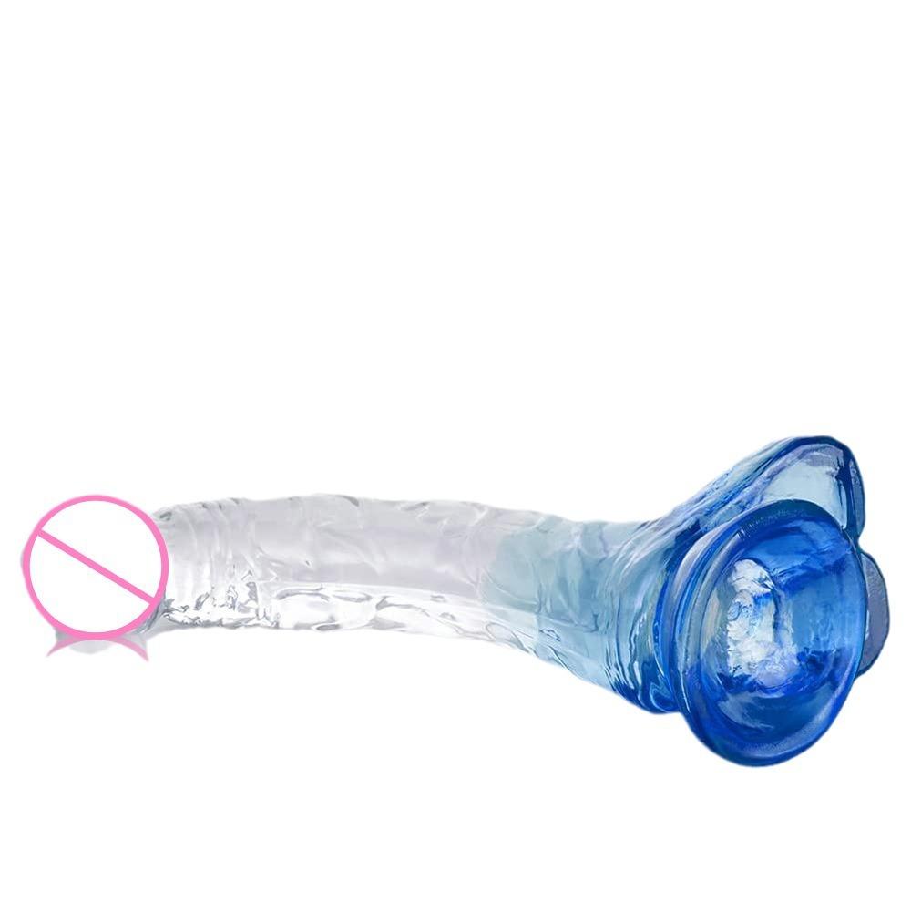Transparent Two-Color Simulation Curved Penis Crystal Color Women's Masturbation Device Dildo Sexy Adult Toys