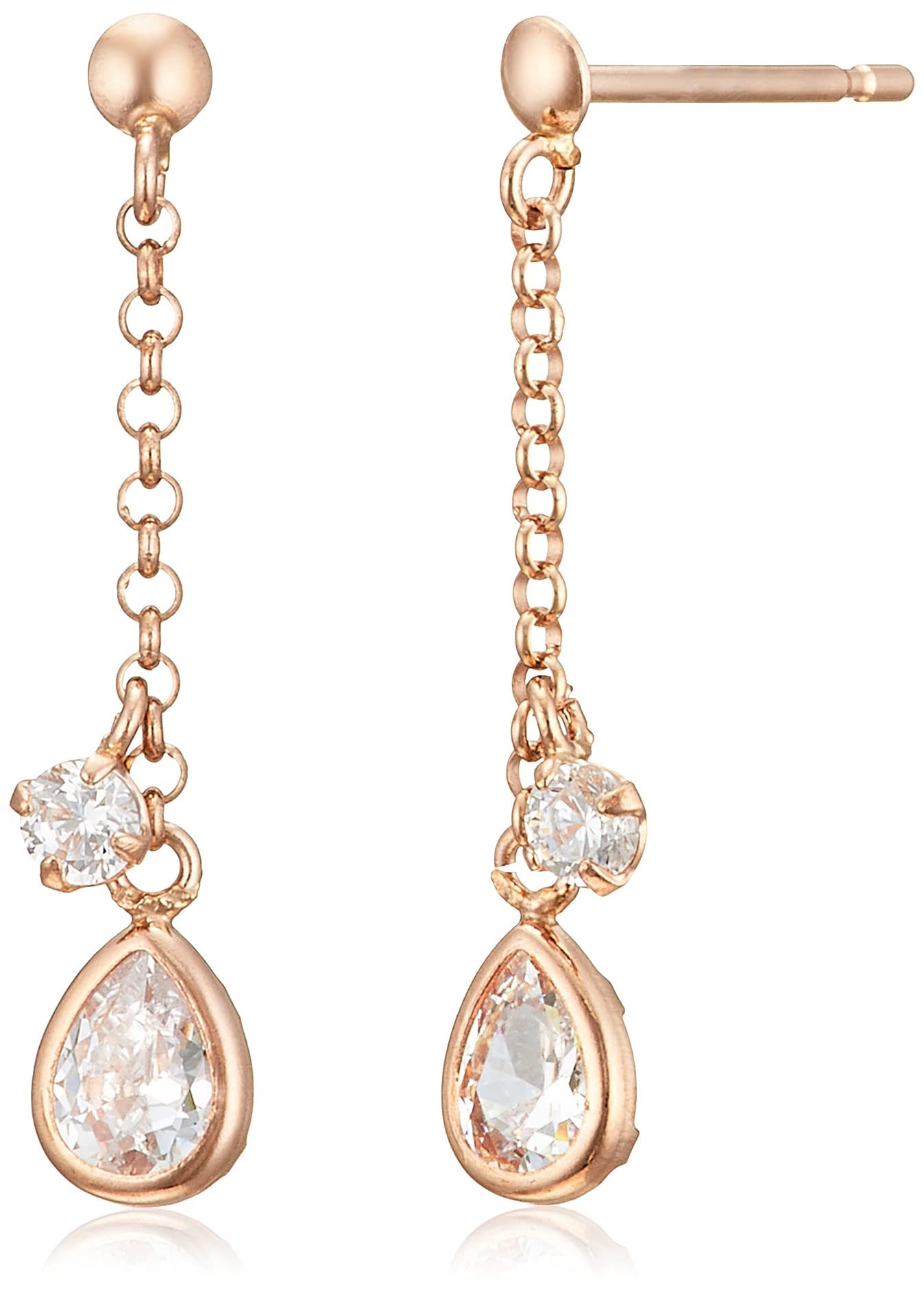 

ESTELLE [Official] [Web Exclusive] Women s Earrings, 10K Pink Gold with Cubic Zirconia and Drop Motif, 0231-0400-0029-0000