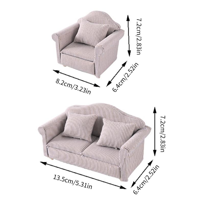 Handmade Miniature Sofa Model Figure 1/12 Dollhouses Decorative Accessories Detailed Wooden Furniture for Craft Project