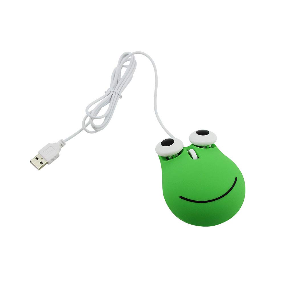 Wired Mouse Small Cute Frog Mouse USB Wired Optical 1600DPI Cute Animal for Lightweight Portable Symmetrical Compatible with Women/Kids