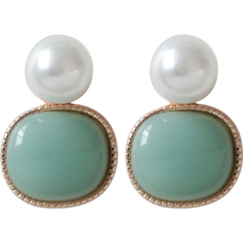 

Стильные жемчужные светло-голубые серьги в придворном стиле женские ювелирные изделия в подарок зелёный