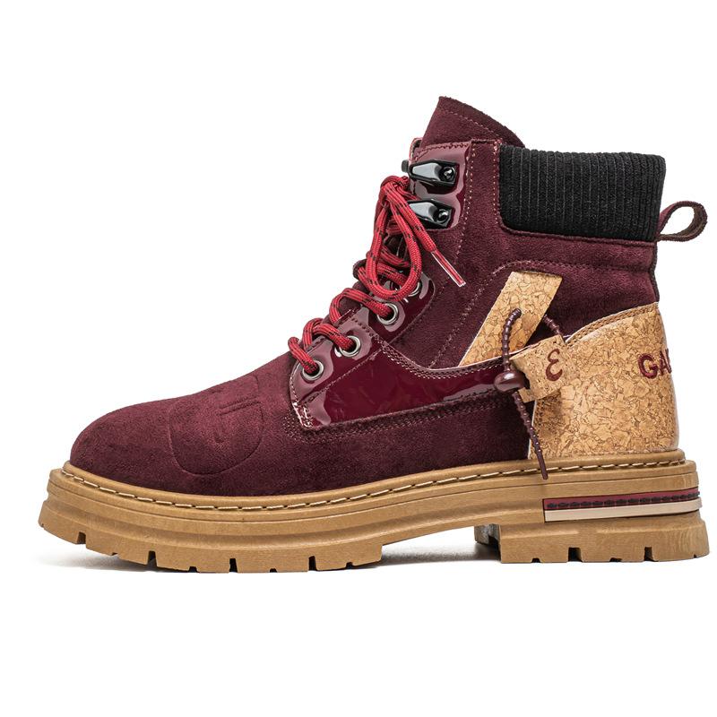 

Осень и зима высокие американские ретро рабочие короткие ботинки молодежные уличные бордовые кожаные ботинки спортивные альпинистские на платформе ботинки Мартин 44 красный
