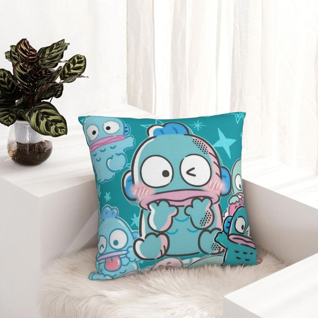 Hangyodon Cartoon Pillowcase Printed Polyester Cushion Cover Decorative Throw Pillow Case Cover Home Square 18''