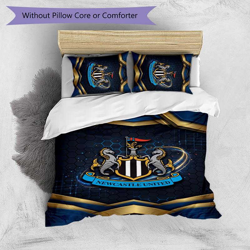 Newcastle United Football Printed 3 Pieces Bedding Set, Comfortable Skin Friendly Bedroom Duvet Cover Set