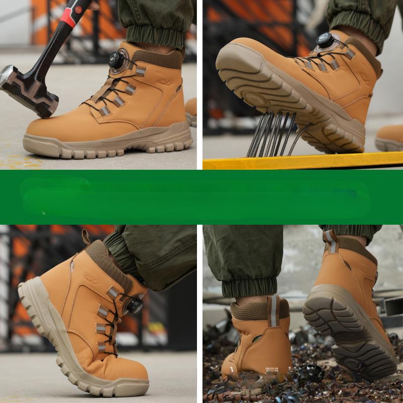 Fashion Men Waterproof Security Work Safety Boots Protective Leather Men Boots Anti-smash Anti-puncture Industrial Safety Shoes Men