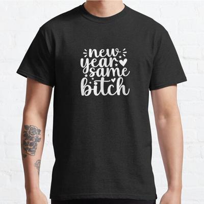 Moda Masculina Casual Manga Corta Año Nuevo Mismo Perra Tops Estéticos Vintage Camisetas Oversize