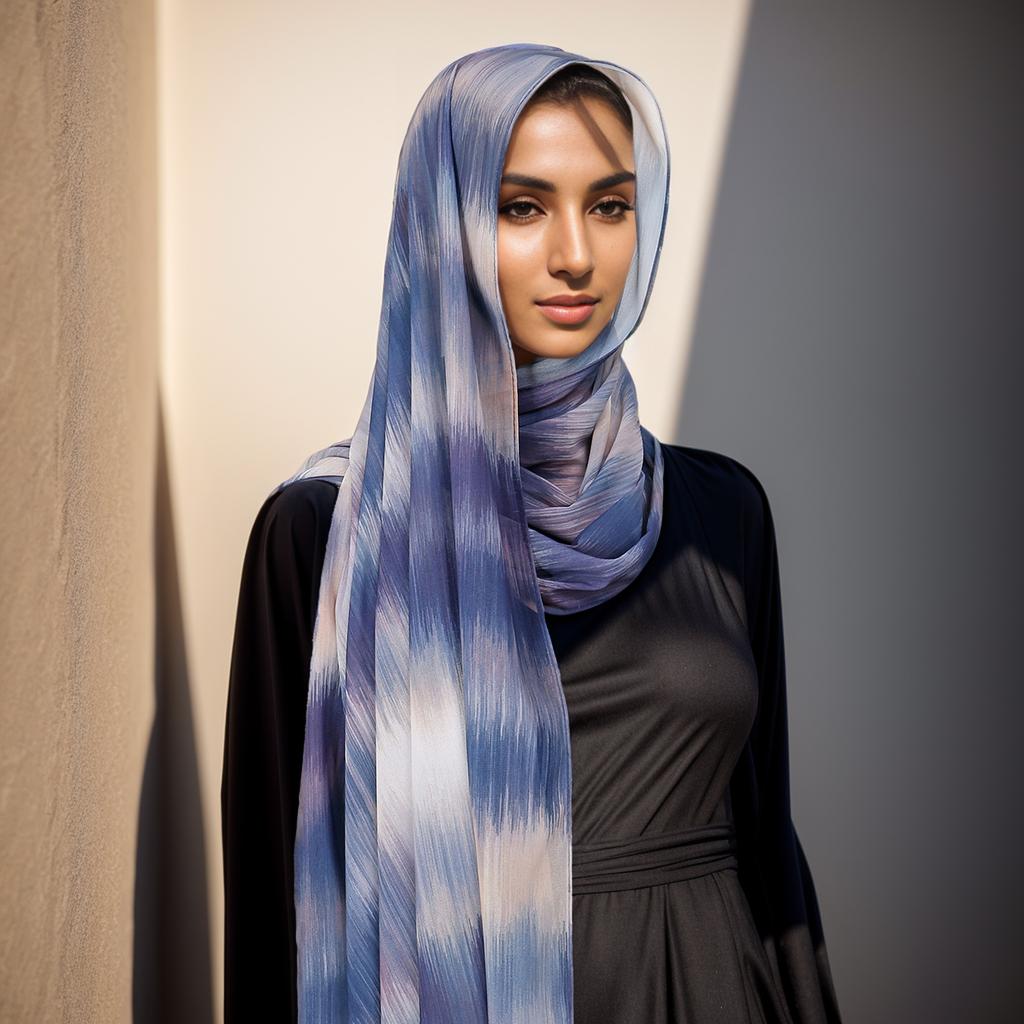 New Printed Chiffon Hijab Scarf For Women Muslim Headscarf Wraps Veils Islamic Turban Niqab Tie-Dyed Headband Muslim Hijab Shawl