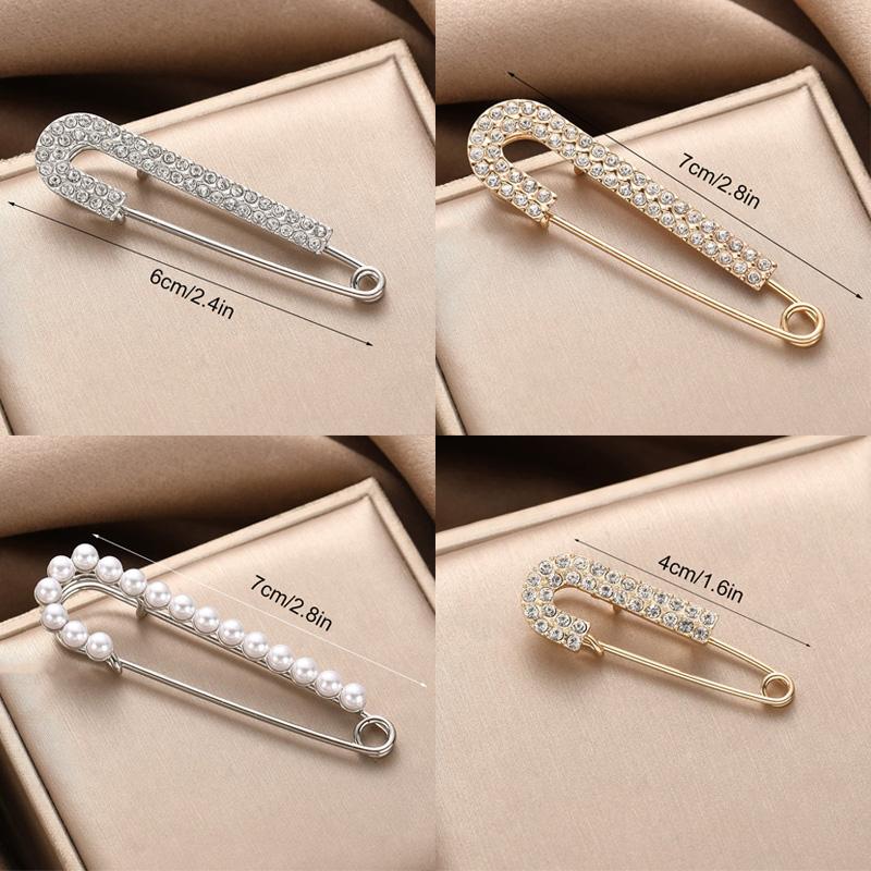 1Pc Jewelry Gift Exquisite Cardigan Clip Fashion Suit Pin Clothing Decoration Pearl Brooch Rhinestone