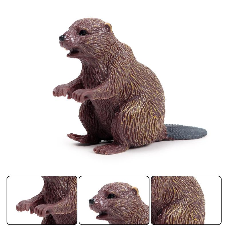 Oenux 10PCS Tiny Forest Animals Simulation Zoo Fox Pig Wolverine Beaver Model Action Figures Educational Cute Kids Toy Xmas Gift