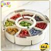 6 Compartment Rotating Transparent Food Storage Container Multi-grid Snack Divider Organizer Box for Home Living Room Kitchen