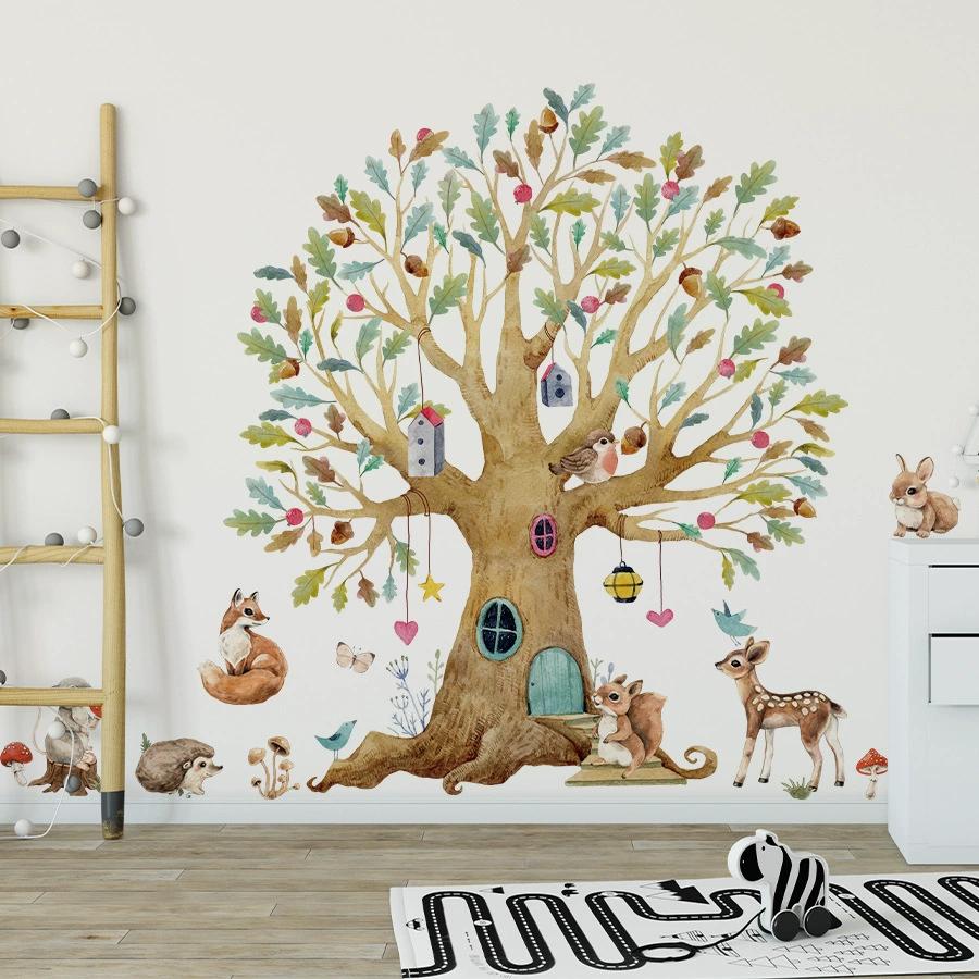 

2Pcs Tree Woodpecker Bird Wall Sticker Kids Room Bedroom Decoration Wall Decals Children Room Decor for House Living Room DIY 30x90CM 2pcs