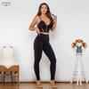 Shascullfites Melody Body Shaper Set Black Cotton Zipper Push Up Top High Waist Butt Lift Leggings Elegant Women's Sets