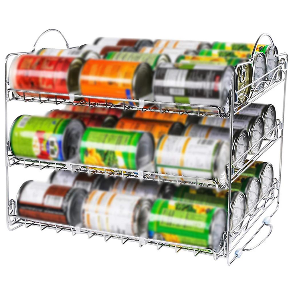 3 Tier Can Organizer Rack, Storage Dispenser, Multipurpose Space Saving Pantry Organization for
