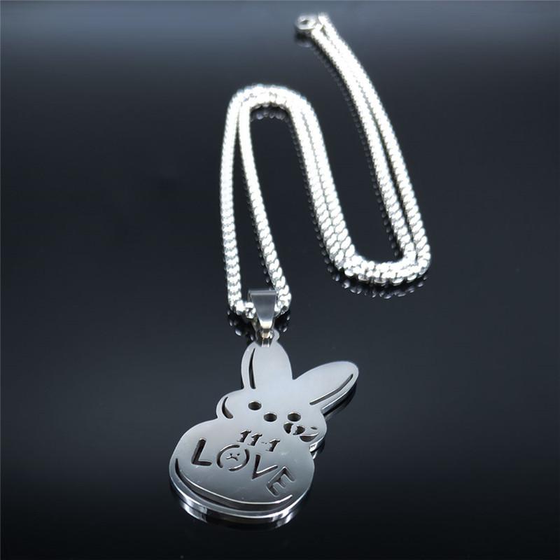 Sad for Love Creative Rabbit Stainless Steel Statement Necklace for Men Women Charm Jewelry