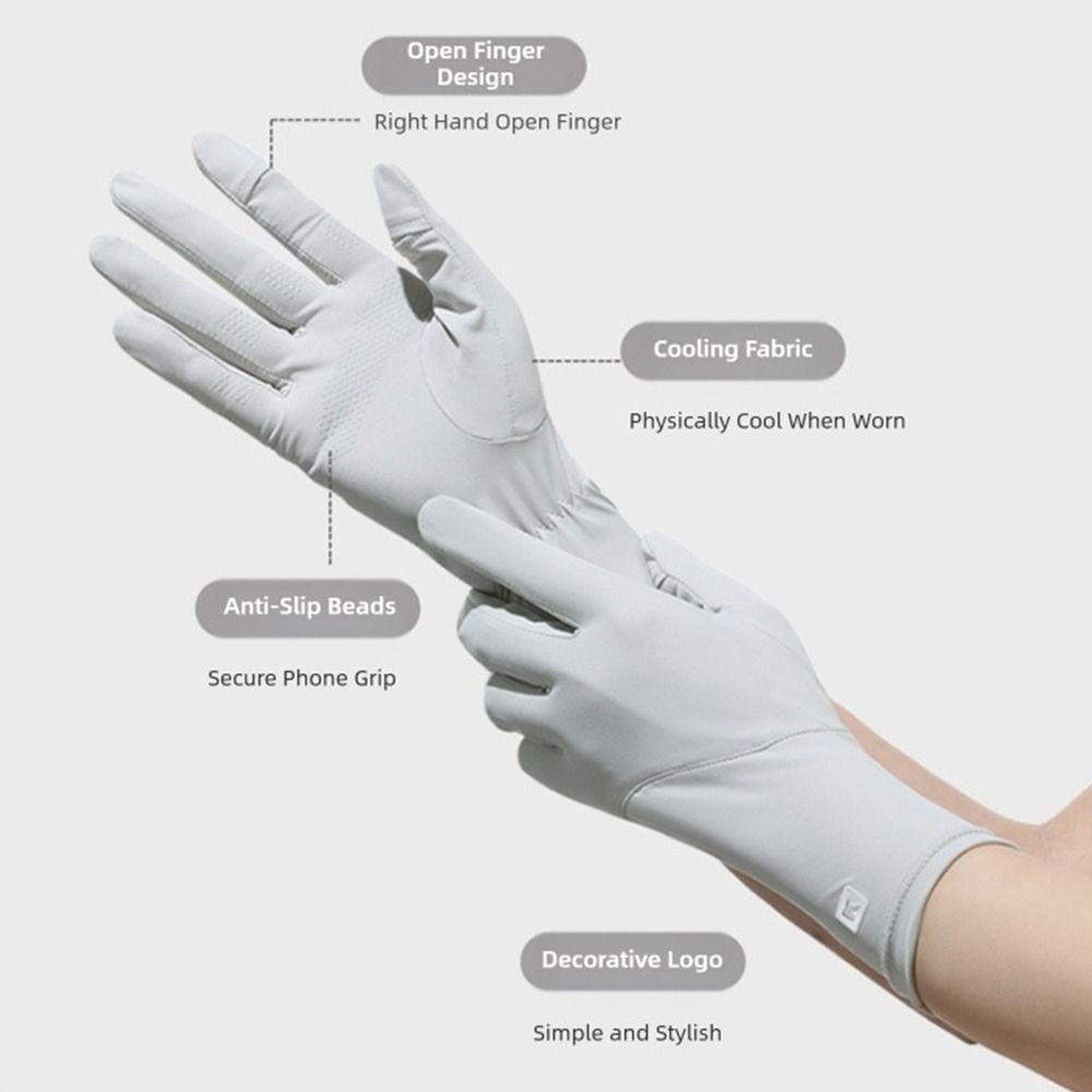 Non-slip Anti-UV Gloves Thin Riding Mittens Summer Ice Silk Gloves for Women Lady