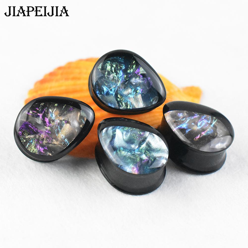 A Pair of 8-50mm Shiny Water Droplet Shaped Ear Gauges Tunnel Plugs Made of Acrylic, Body Piercing Jewelry