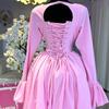 2025 Spring Elegant A-Line Dress: Women's High Waist, Long Sleeve Round Neck with Tie Detail