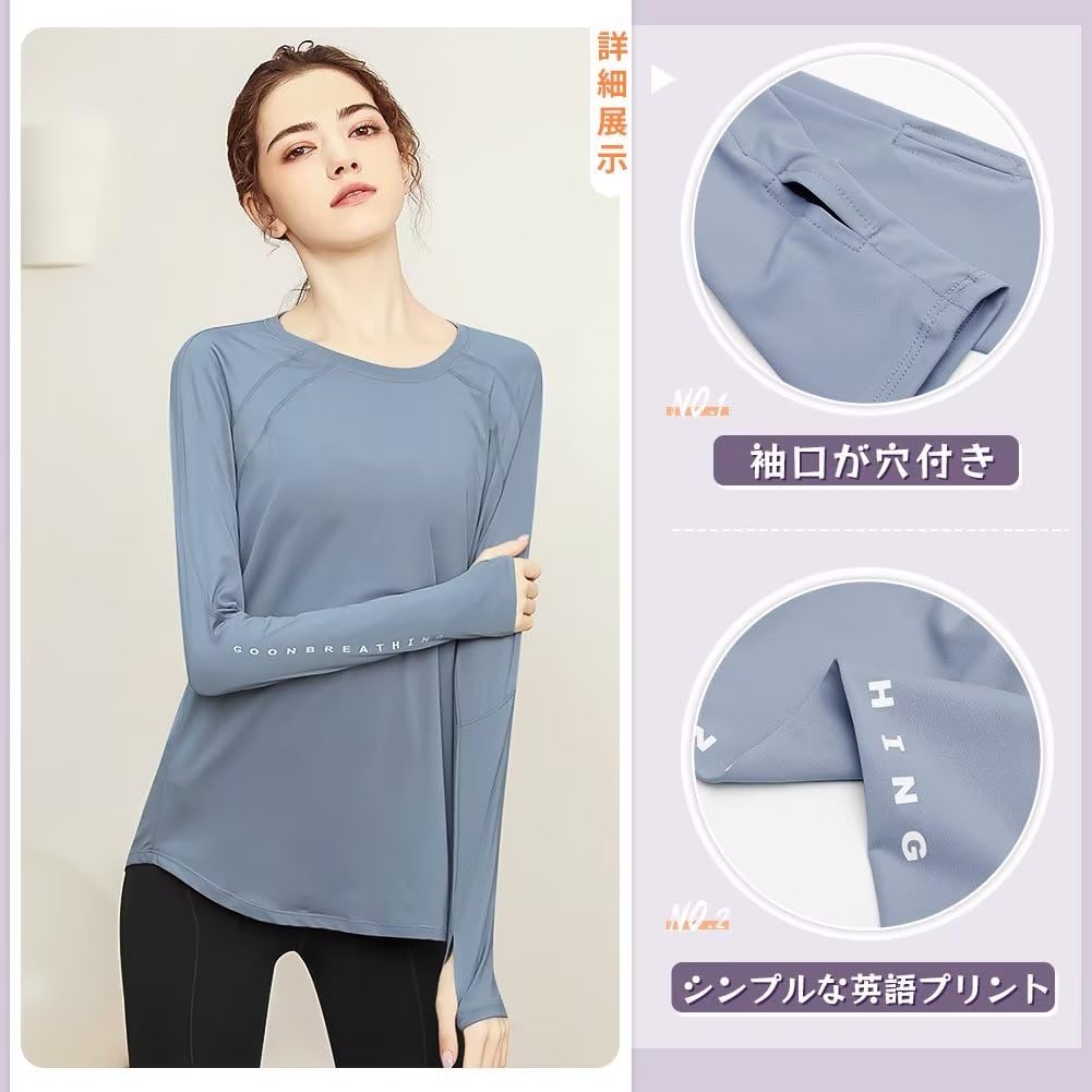 Rovidorx Long Sleeve Yoga Top with Comfortable Perfect for Gym and UV and Product Women's Thumbholes, Fit, Wear, Pilates, Training, Running,