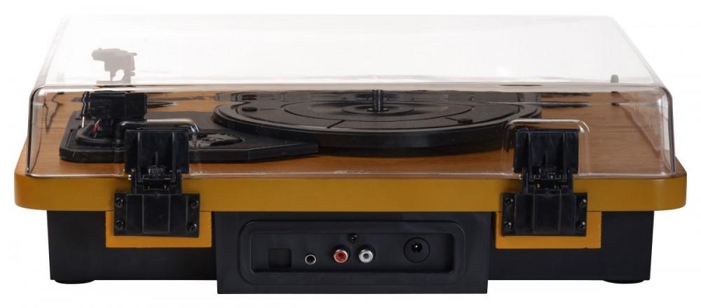 DENVER VPL-230 - Record Player with Built-in Speakers, Bluetooth, USB and SD and MP3 Card Slot, Walnut, Denver