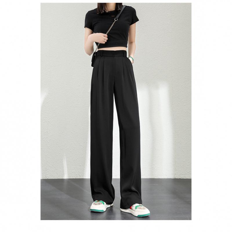 High Waist Wide Leg Women's Suit Pants for All Seasons
