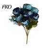 Home Decor Silk Flowers 7 Heads Artificial Peony Flowers, Vintage Fake Flower Arrangements Wedding Blue Bouquet Bouquets Decorations, Floral