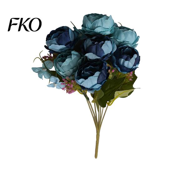 Home Decor Silk Flowers 7 Heads Artificial Peony Flowers, Vintage Fake Flower Arrangements Wedding Blue Bouquet Bouquets Decorations, Floral