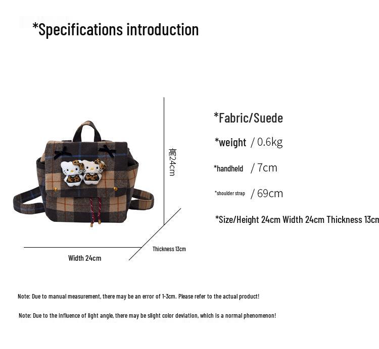 Damen Retro Karomuster Rucksack: Handtasche im koreanischen Stil für Kätzchen-Pendler für Herbst & Winter