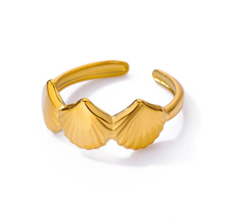 Vintage Starfish Shell Rings For Women Gold Color Stainless Steel Shell Openning Ring Wedding Ocean Summer Jewelry Gift