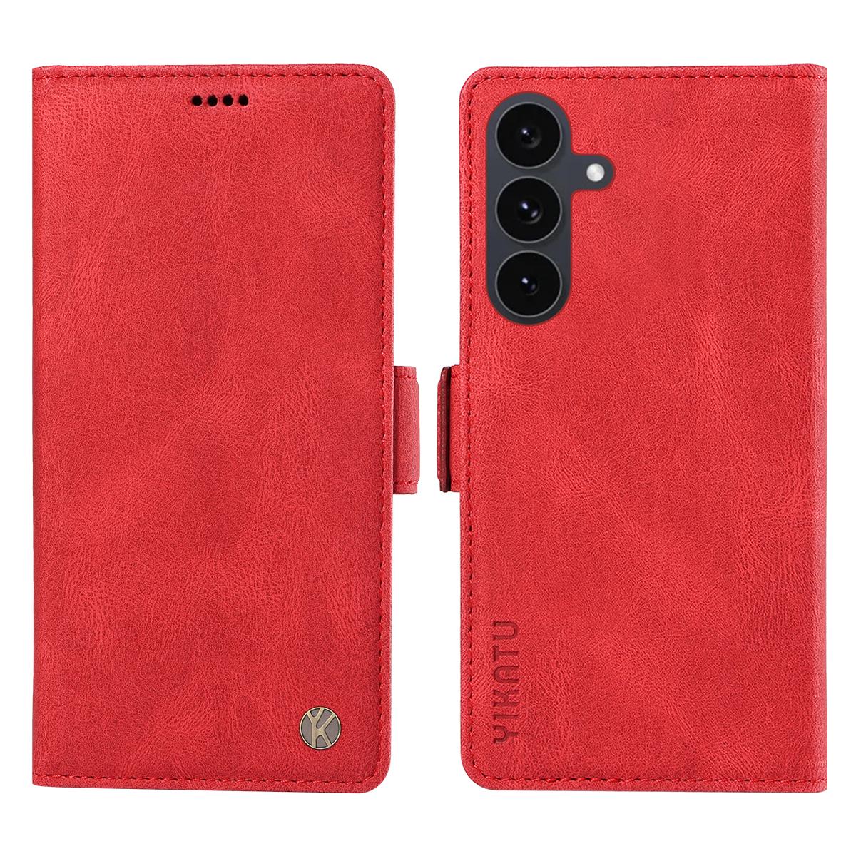 

For Samsung Galaxy S25 FE Leather Case YIKATU YK-005 Skin-touch Feeling Wallet Phone Cover Red
