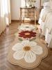 Alfombra con Estampado Floral Vintage, Felpudo Antideslizante, Alfombra Suave, Plegable y Lavable, Adecuada Para Sala de Estar, Cocina, Baño, Mesita de Noche