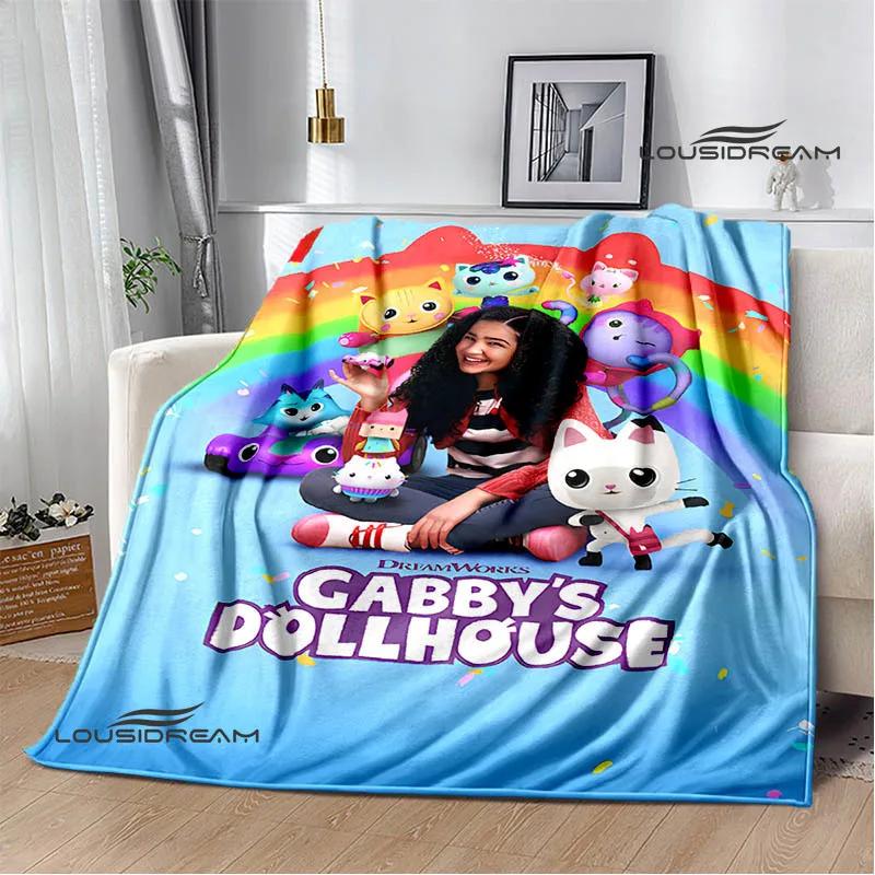 Gabby's Dollhouse Cute Anime Printed Blankets Picnic Blanket Flannel Warm Blanket Travel Blankets Bed Linings Birthday Gift