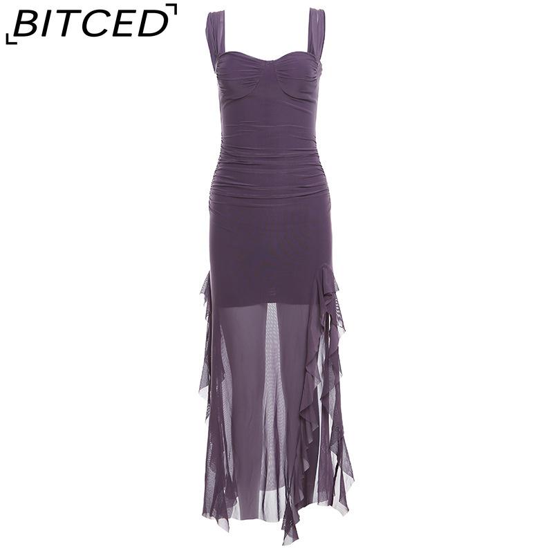 BITCED Spring/Summer Women's Collection: Sensual Strappy Halter Neck Split-Hem Fitted Maxi Dress